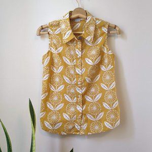 Boden | Cotton Sleeveless Button-Down Yellow Sz 6P